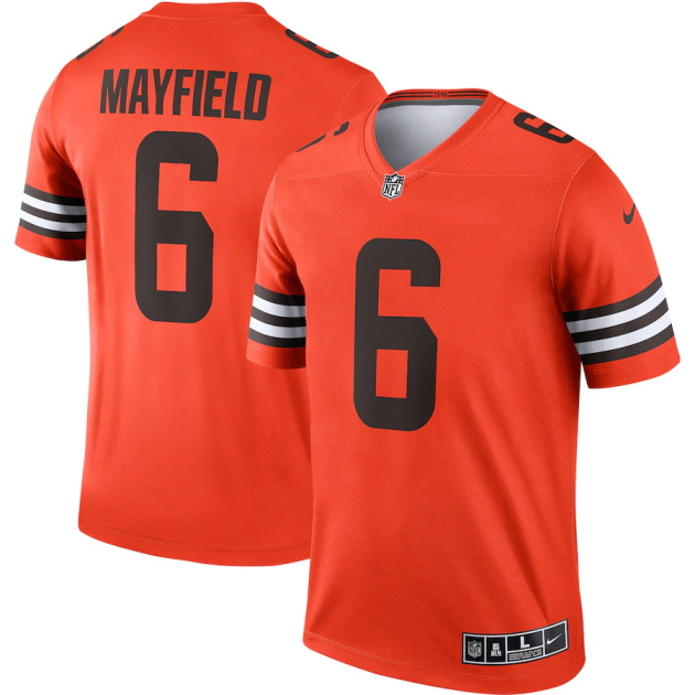 mens nike baker mayfield orange cleveland browns inverted legend jersey